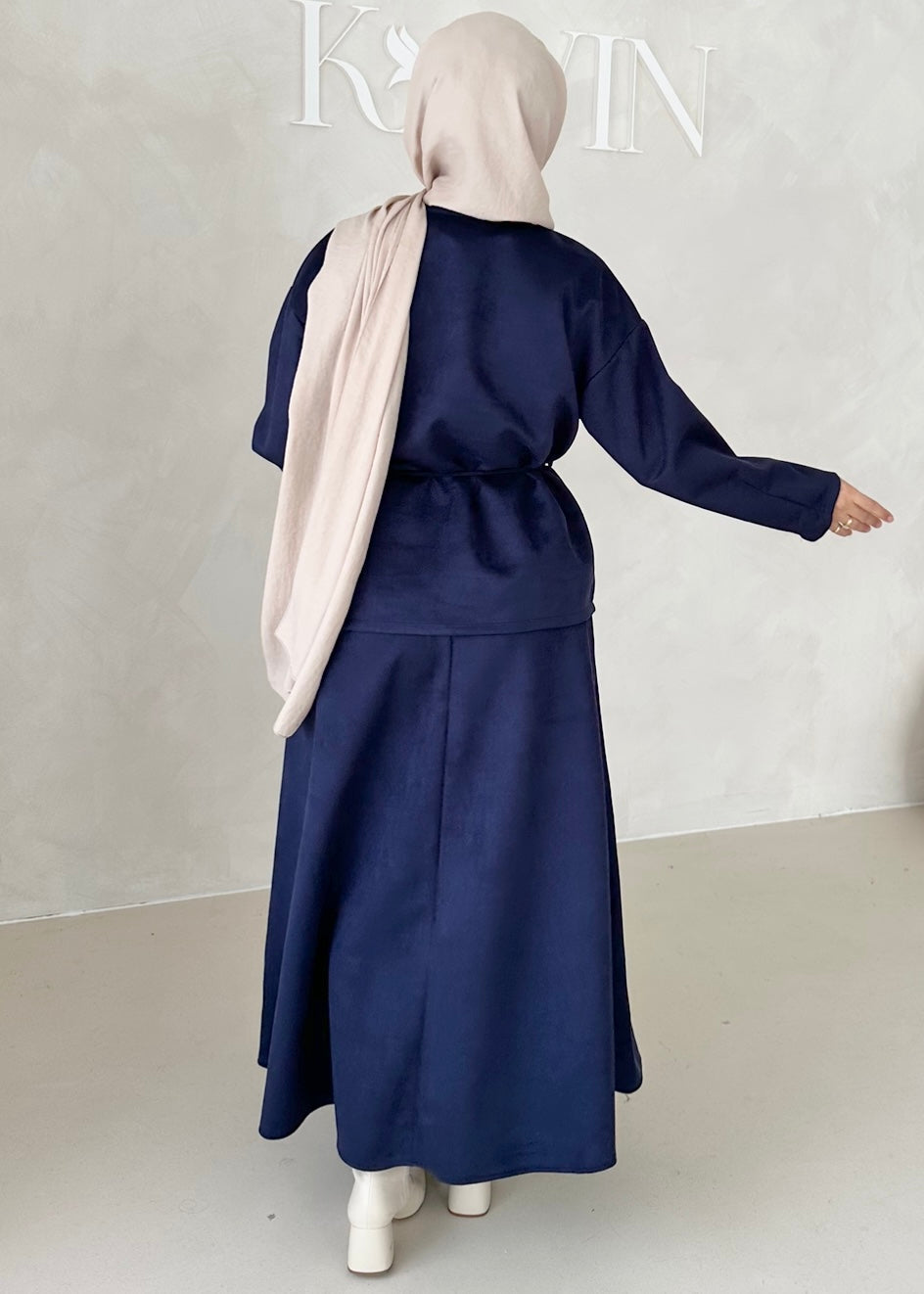 Costume deux pièces aspect suède