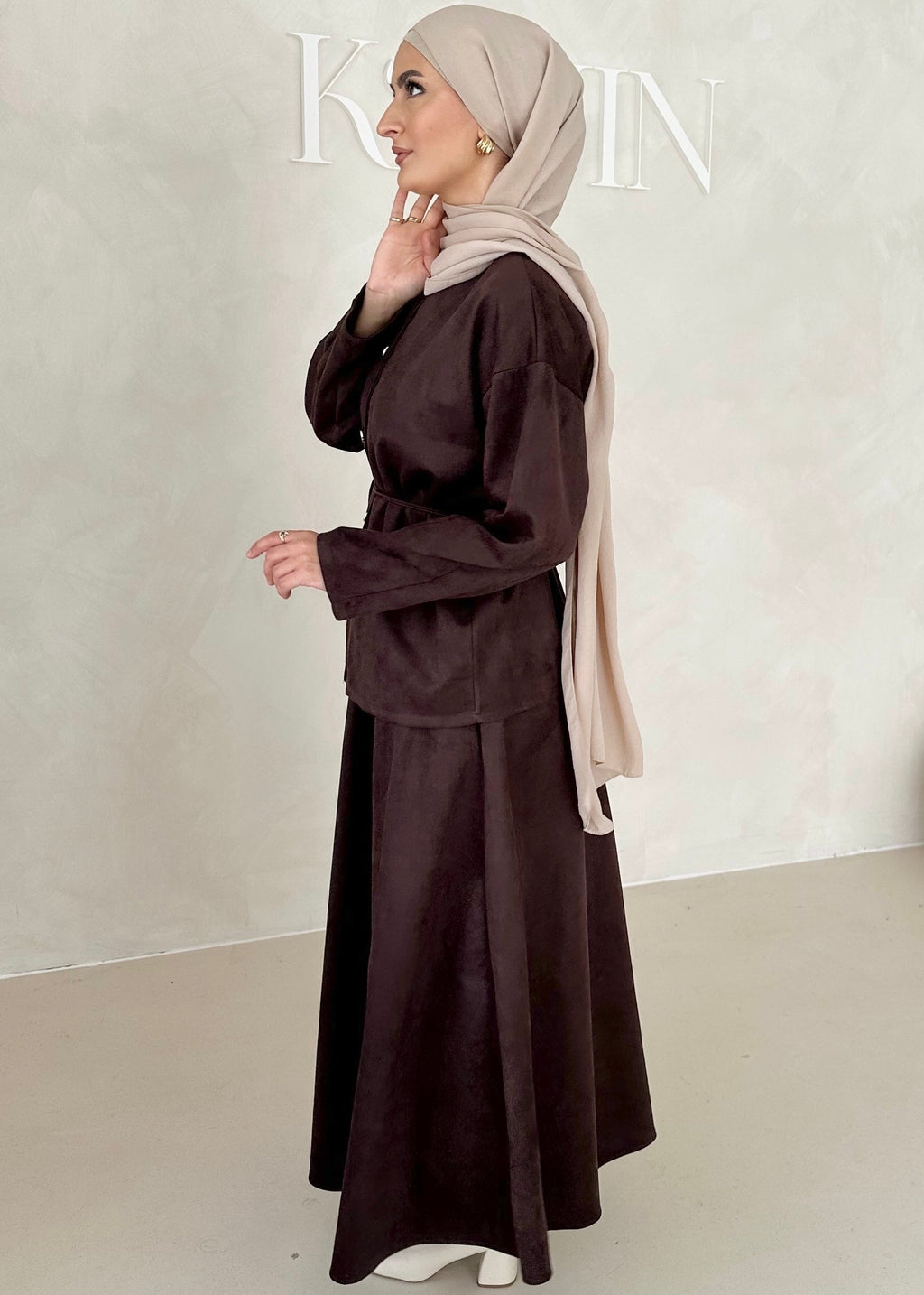 Costume deux pièces aspect suède