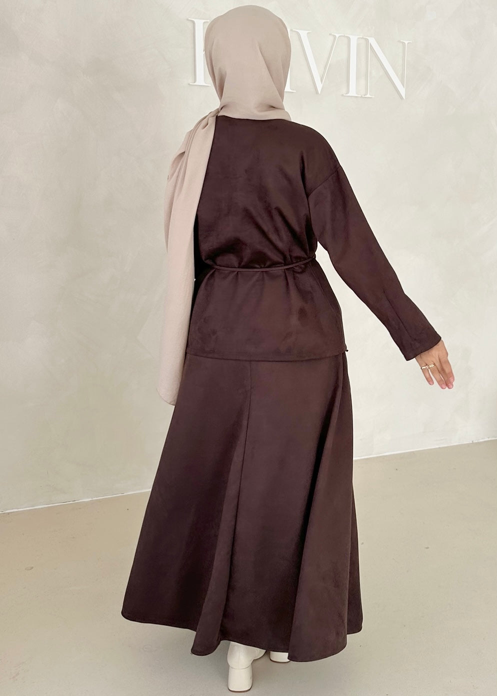 Costume deux pièces aspect suède