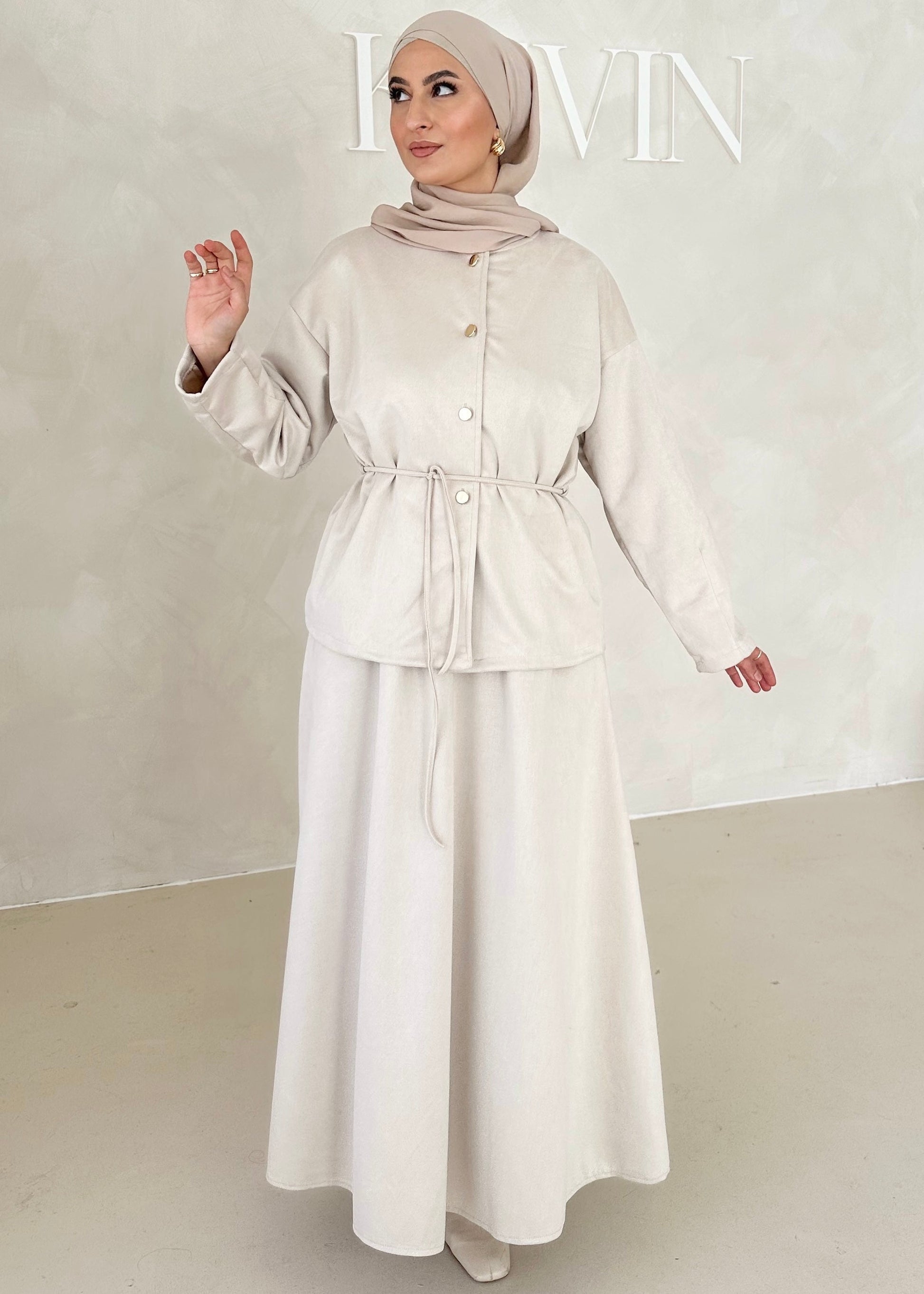 Costume deux pièces aspect suède