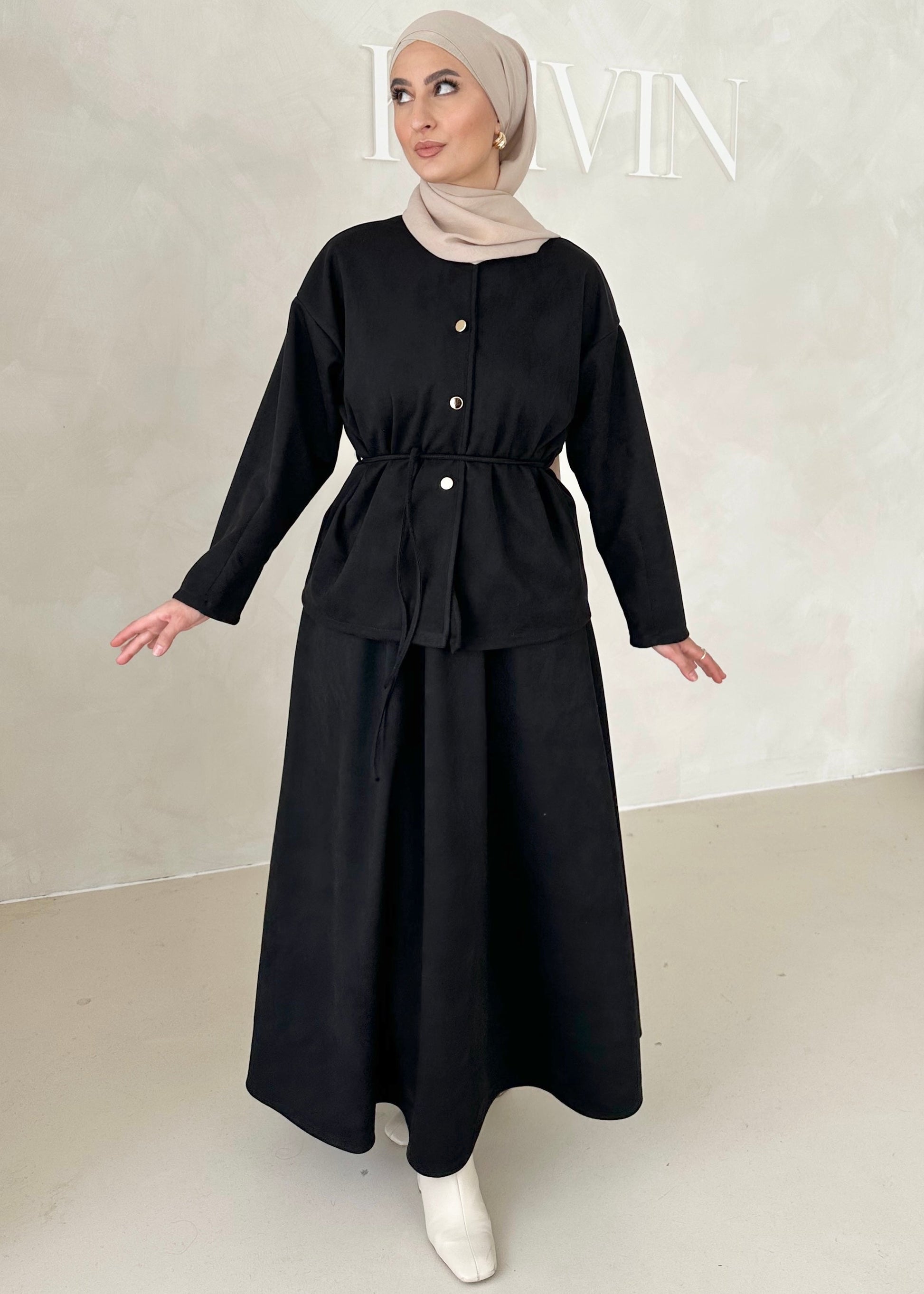 Costume deux pièces aspect suède