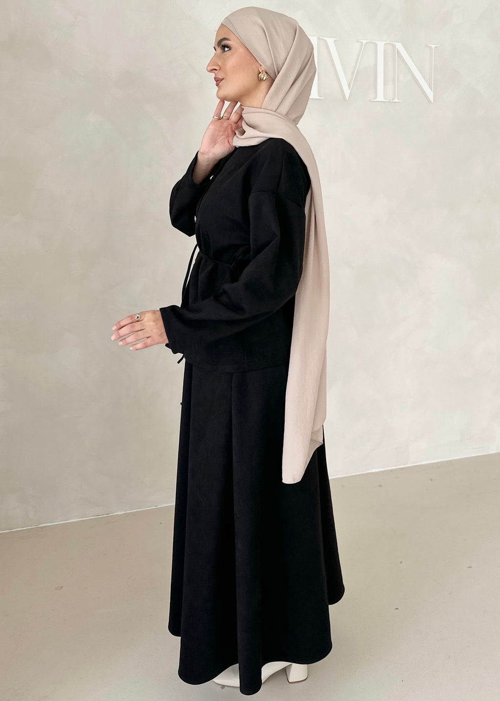 Costume deux pièces aspect suède