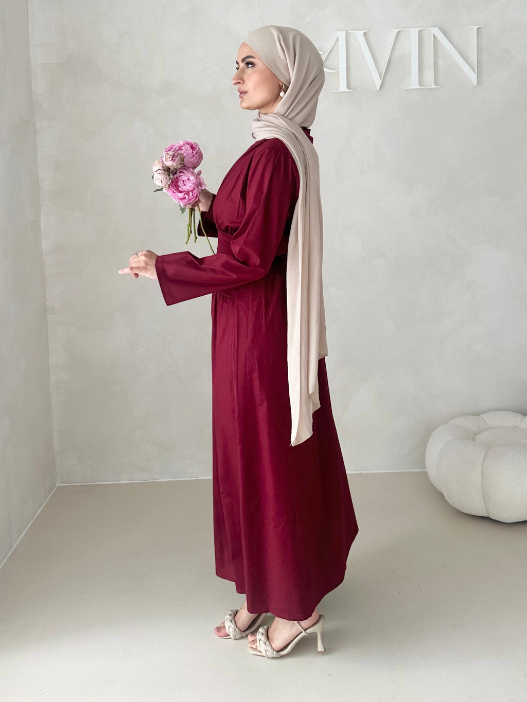 Robe avec taille froncée