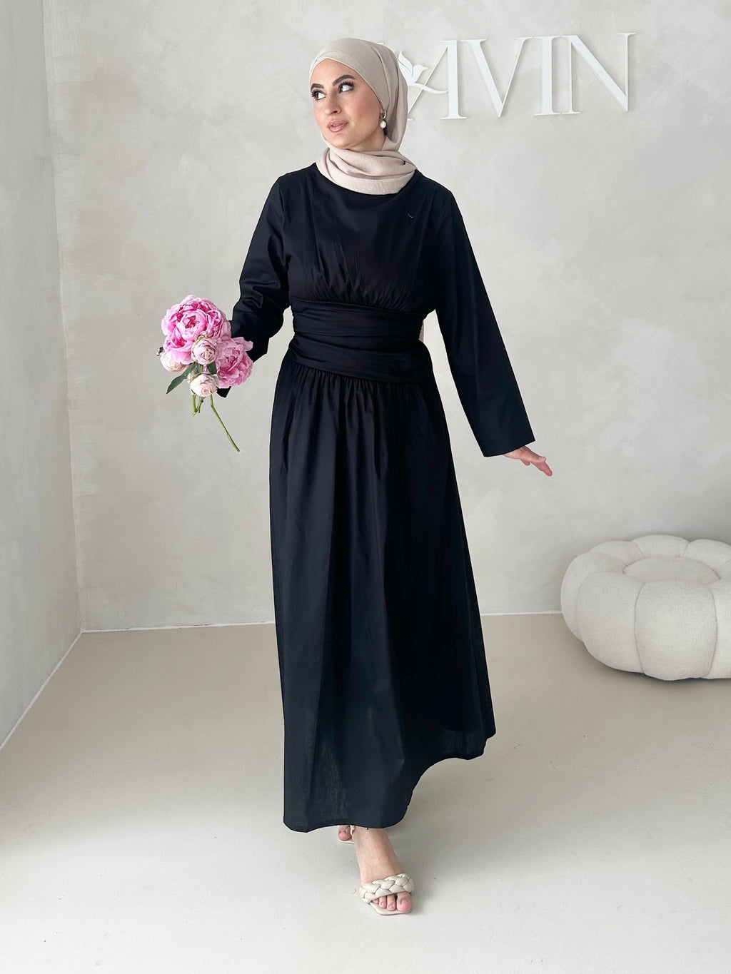 Robe avec taille froncée