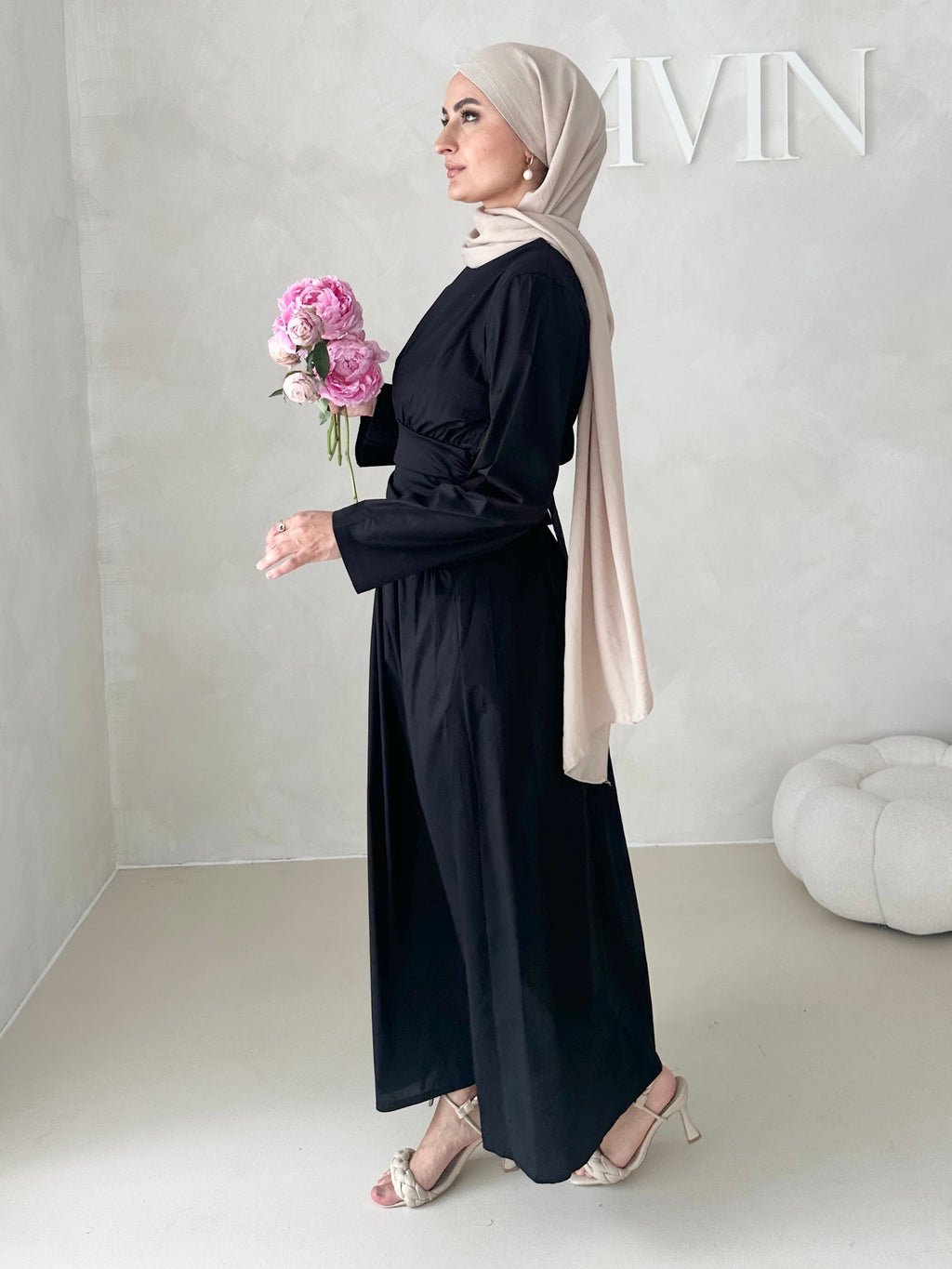 Robe avec taille froncée